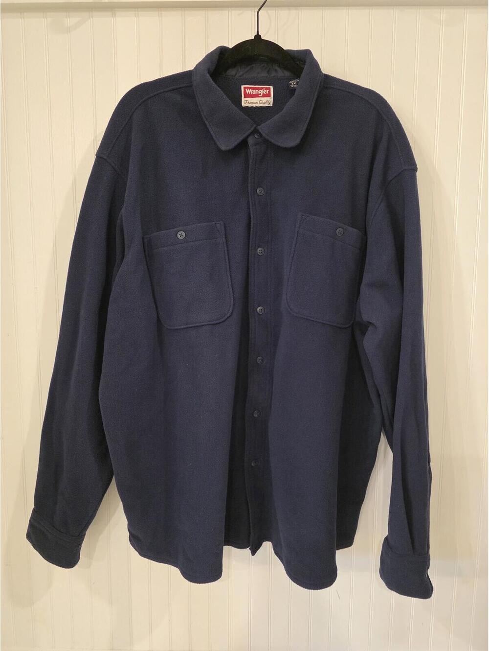 Men’s Polyester Button-Up Long Sleeve Shirt – Blue – Size 2XL